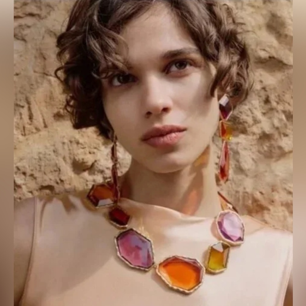 Zara Color Crystal Statement Necklace
